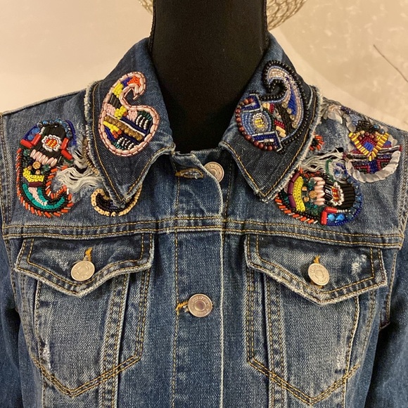 MSGM denim embellished jacket size 42 - Picture 4 of 9